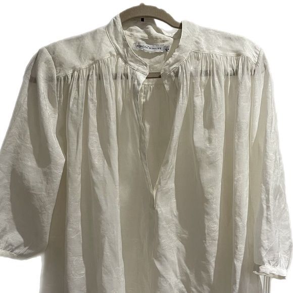 REBECCA MINKOFF Women's Small 3/4 Sleeves Modal Blend Top Blouse Cream Loose Fit - Picture 6 of 12